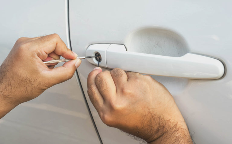 car door unlocking with lock pick automotive locksmith in cuyahoga falls, oh.